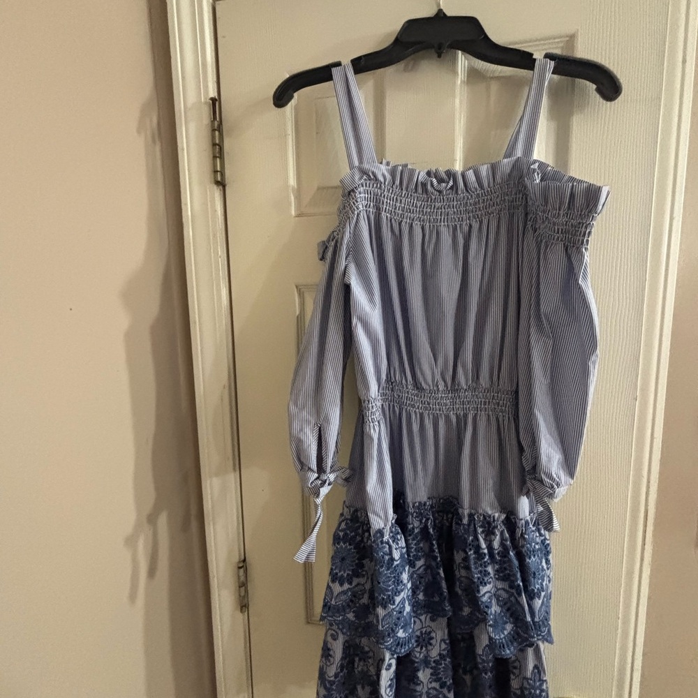 Gibson Latimer Blue and White Striped Dress